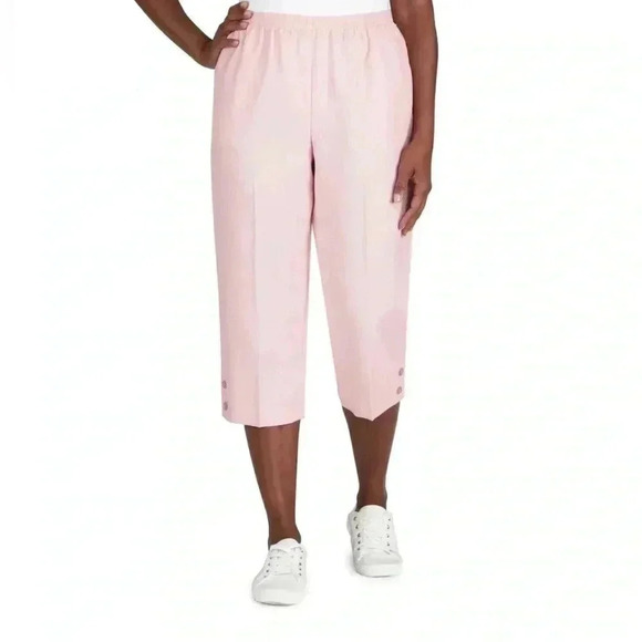 NWT Alfred Dunner PINK Womens Textured Capri  Size 12 - Picture 2 of 13
